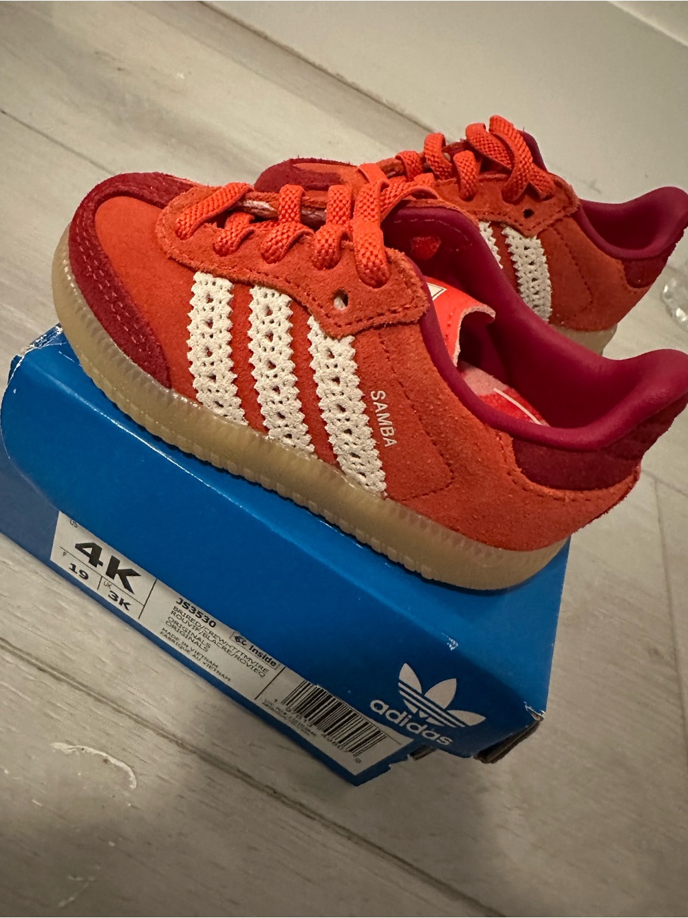 adidas Kids Samba Sneakers in Red and Cream